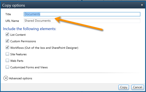 Rename SharePoint site or list during migration