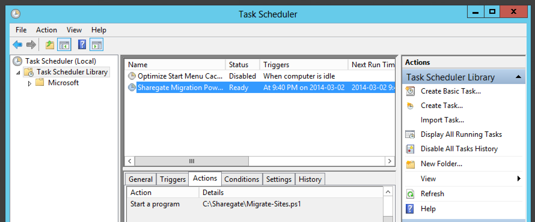 Windows Task Scheduler SharePoint Migration