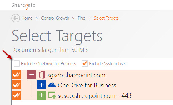 Sharegate 5.0 - Select targets