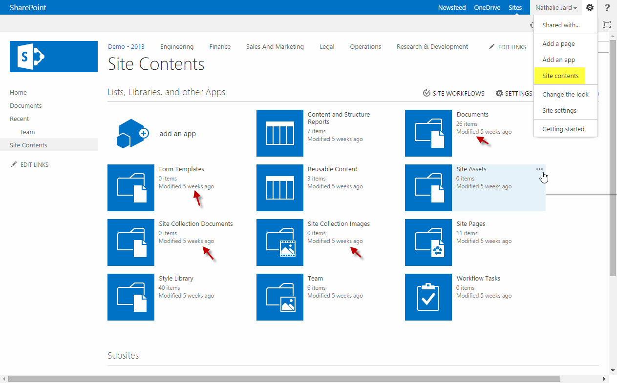 Manage SharePoint Site Content