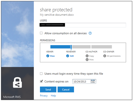 Protected Document sharing with SharePoint
