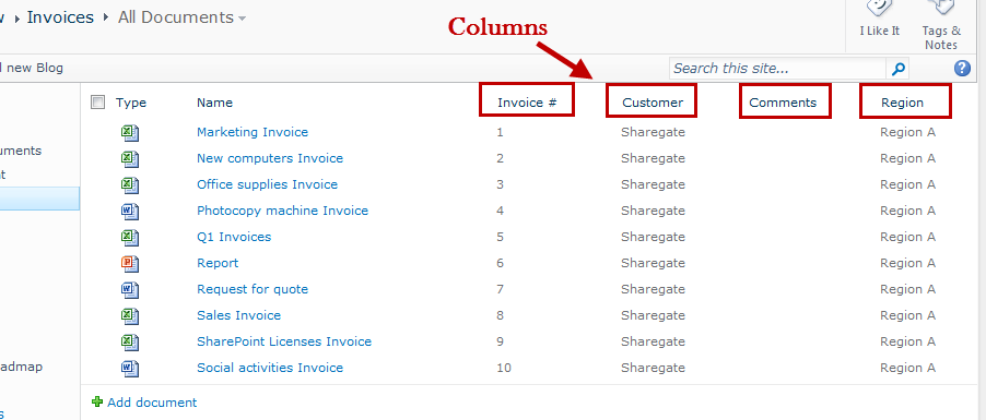 What is a SharePoint Column