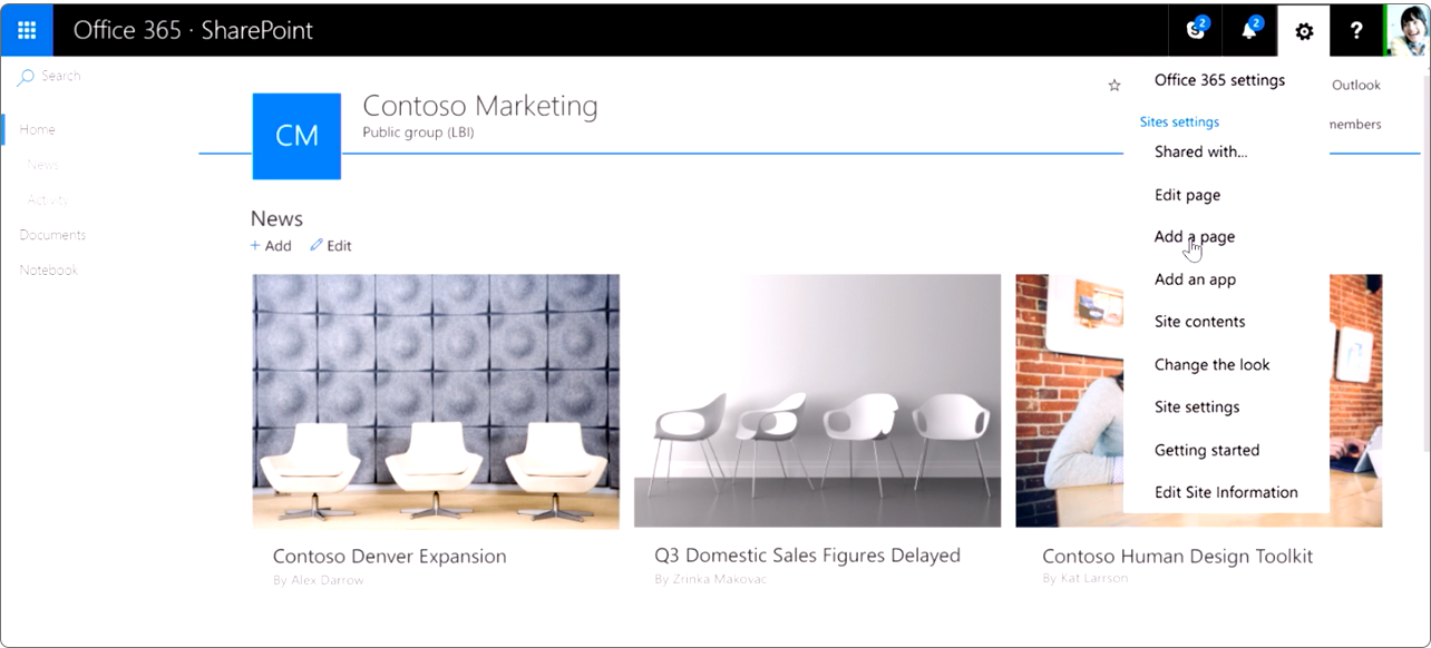 SharePoint Team Site Home Page