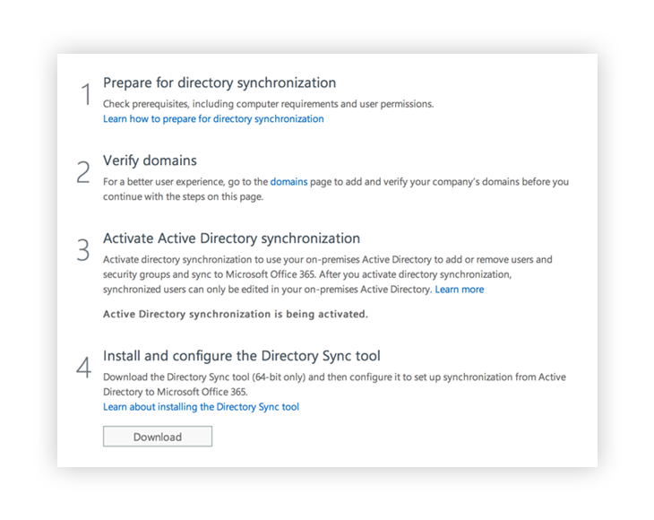 The first steps for your Active Directory Synchronization 