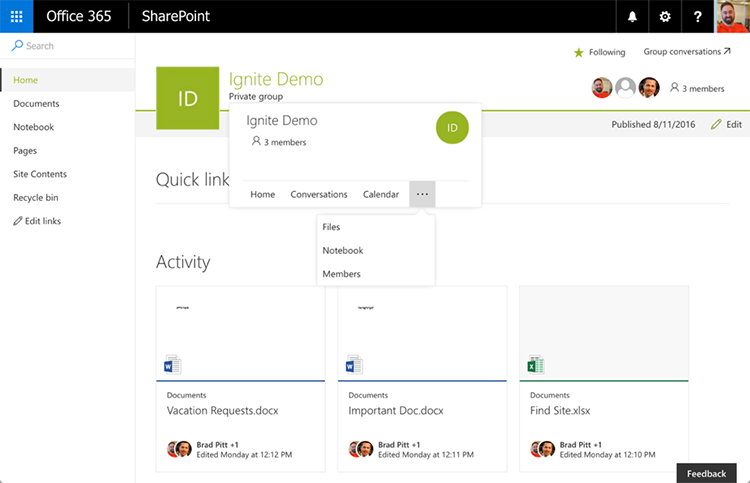 Group-associated SharePoint site