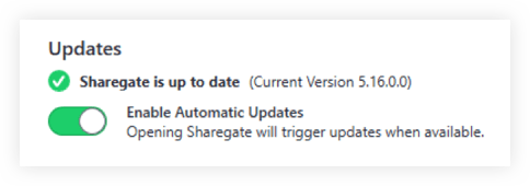 Automatic silent updates in Sharegate