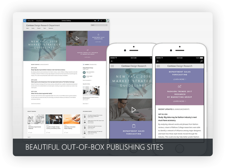 Out of box Office 365 publishing site