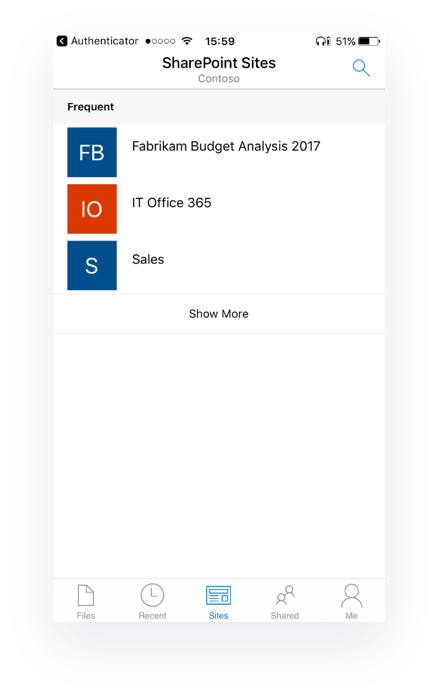 SharePoint Team sites in OneDrive for Business mobile app