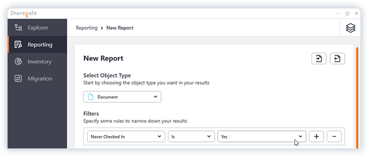 Creating a new report in Sharegate