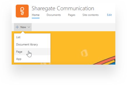 Creating a new page in Communication sites SharePoint Online