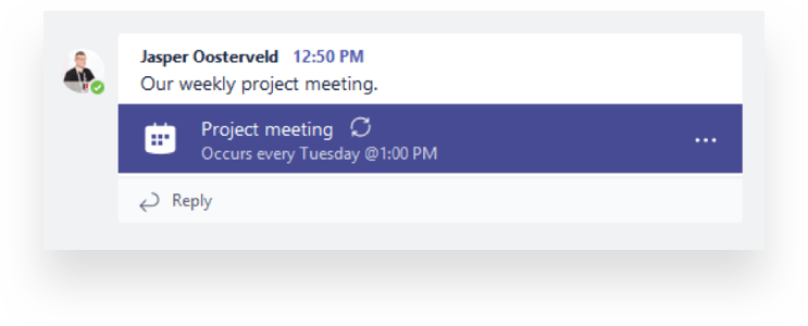 Meeting appears in Teams channel