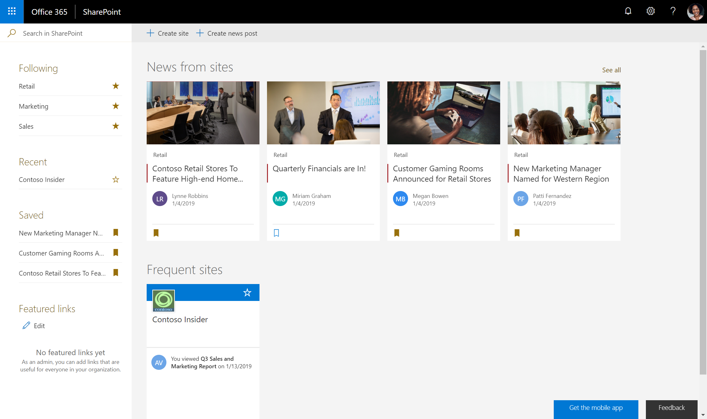 Modern SharePoint news UI