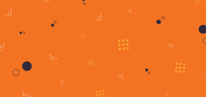 Image of orange background with pixelated shapes