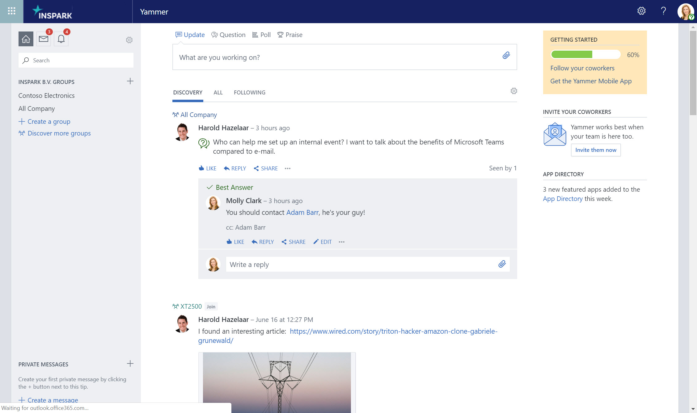 Yammer now lets you post questions.