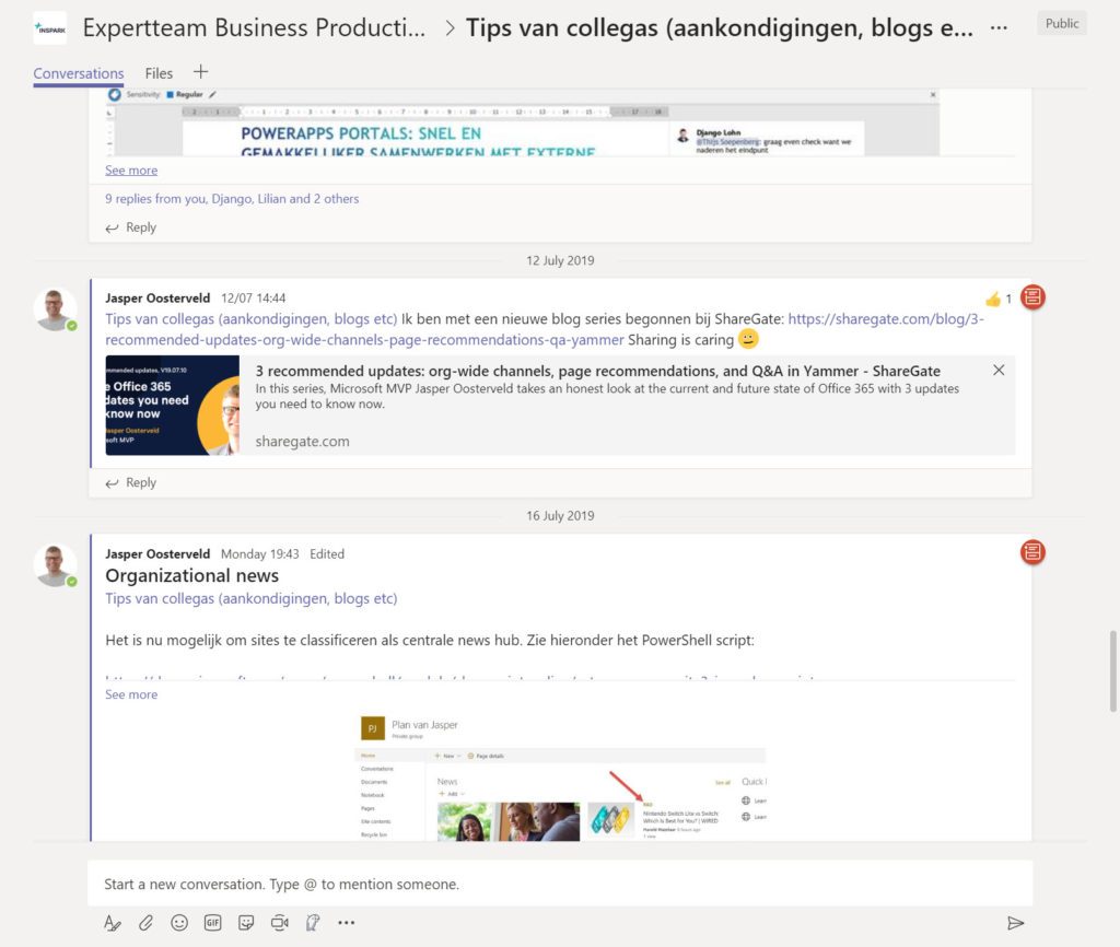 Sharing an article on Microsoft Teams