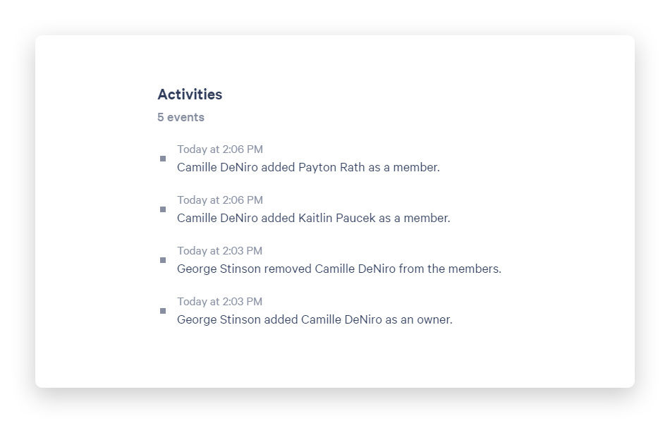 See changes to group membership in Activity tab