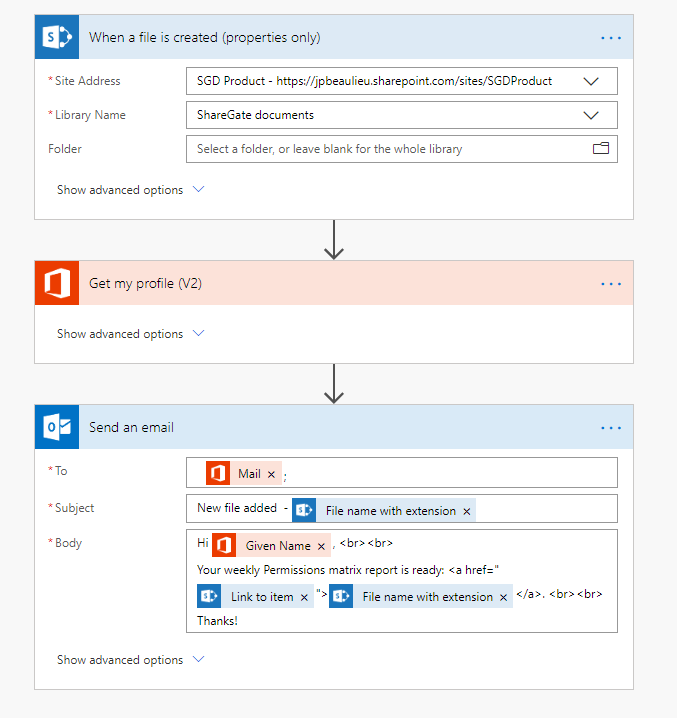 Finish configuring the flow.