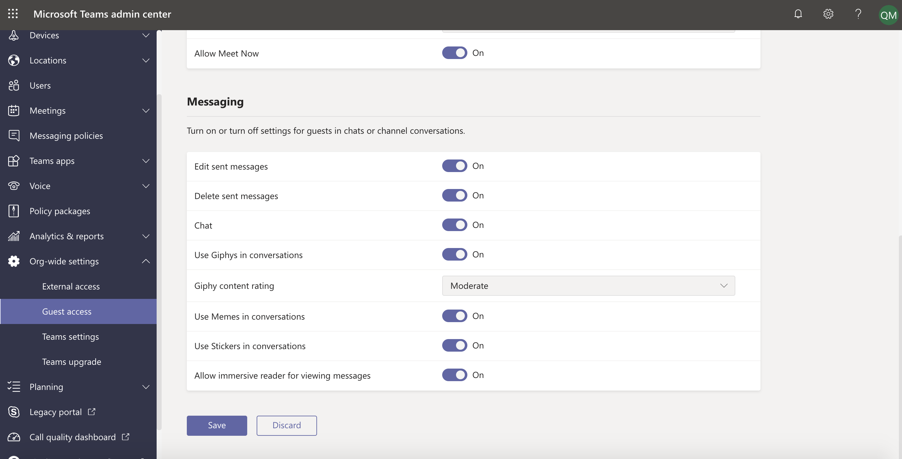 ms teams video call settings