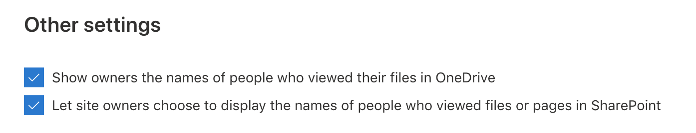 Other settings in SharePoint admin center.