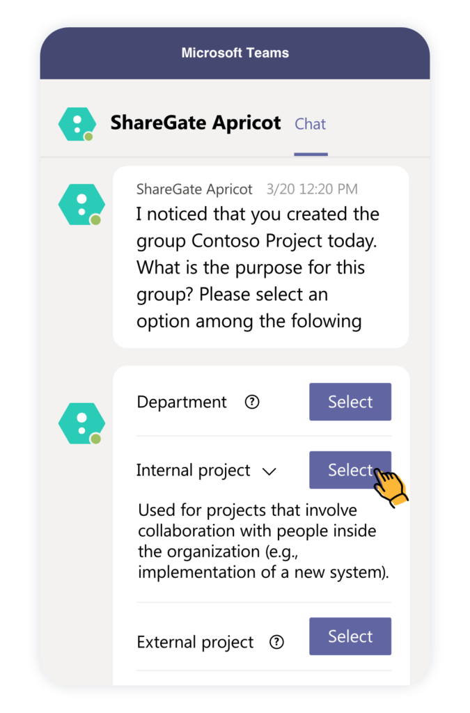 image of Teams chatbot on a mobile device.