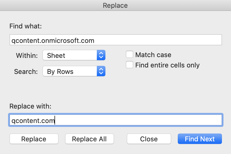 Find and replace feature in Excel.