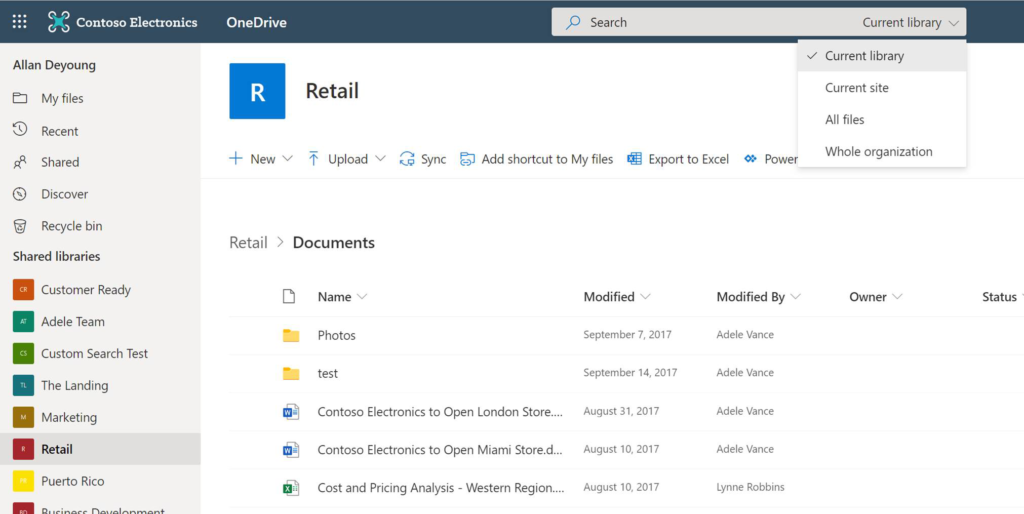 microsoft onedrive for business library