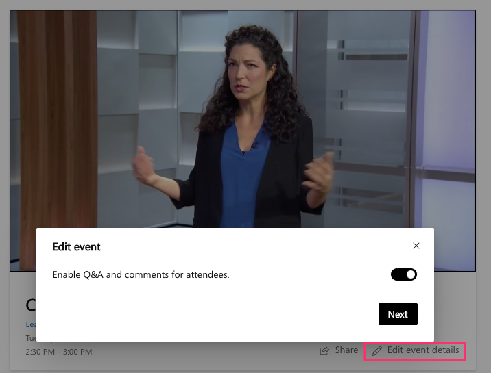 image of edit event toggle in yammer