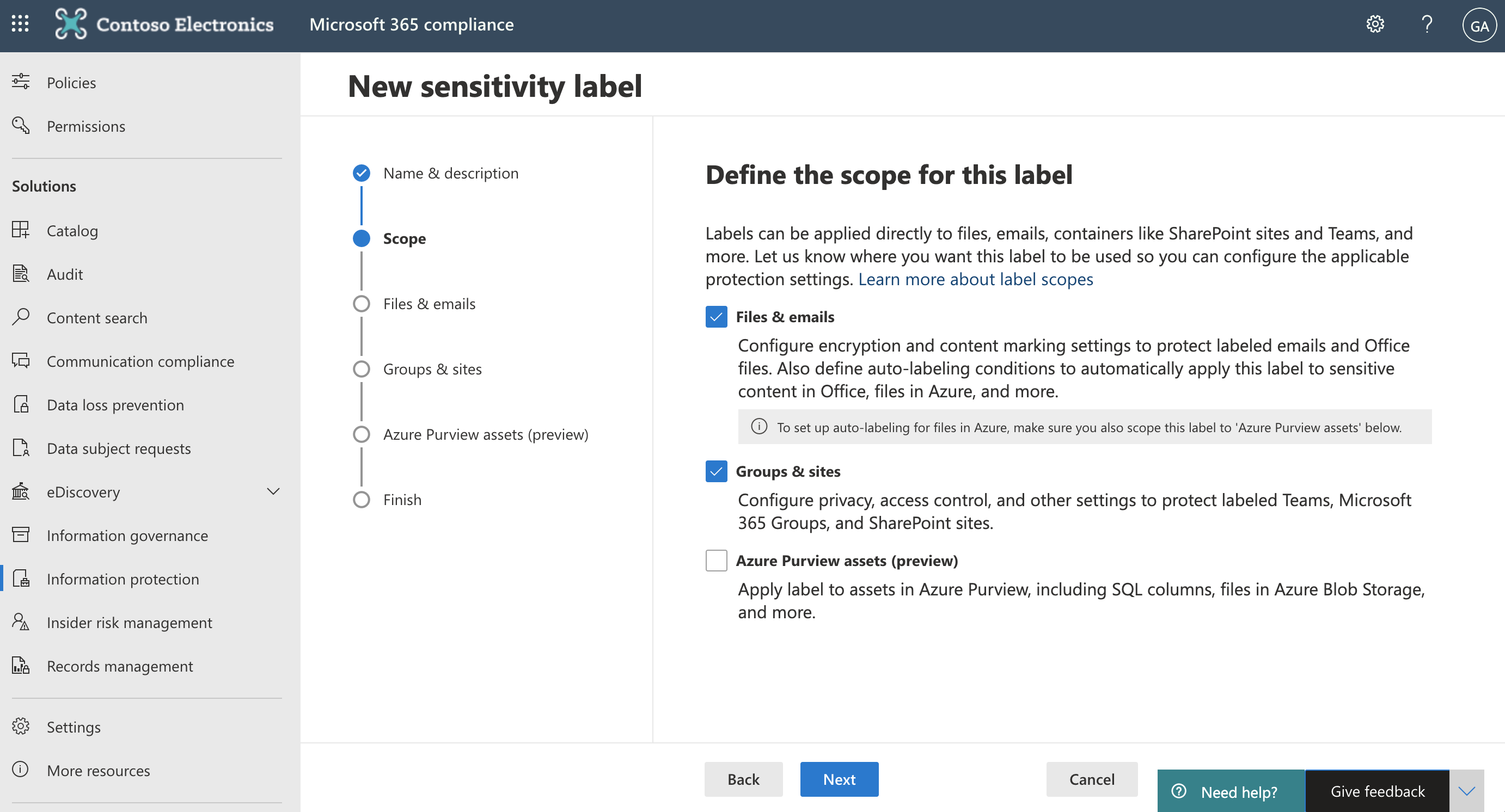 Screenshot of Groups & sites settings.