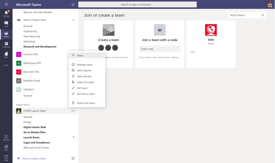 Show channels in Microsoft Teams sidebar