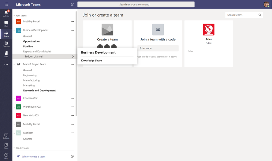 View hidden channels in Microsoft Teams