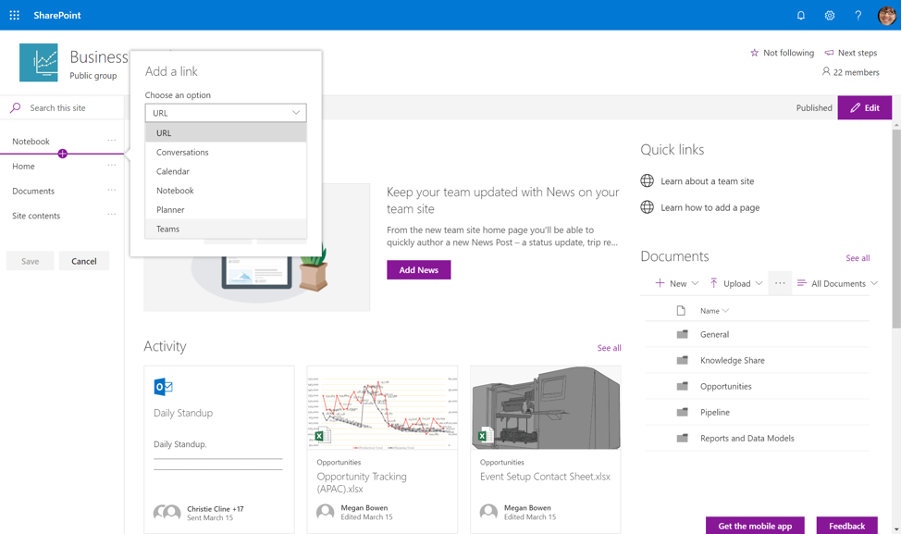 Find Microsoft Teams teams in your SharePoint team site 