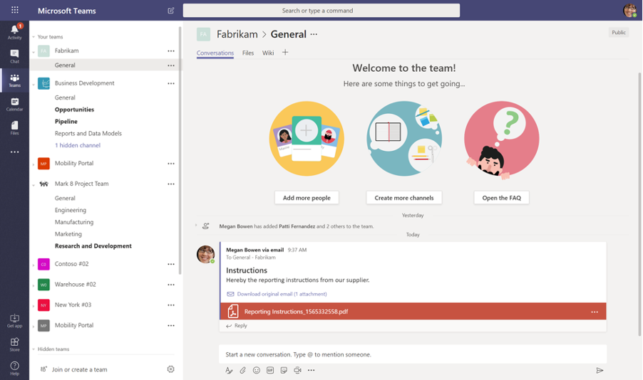Forward or reply to an email in Microsoft Teams channels