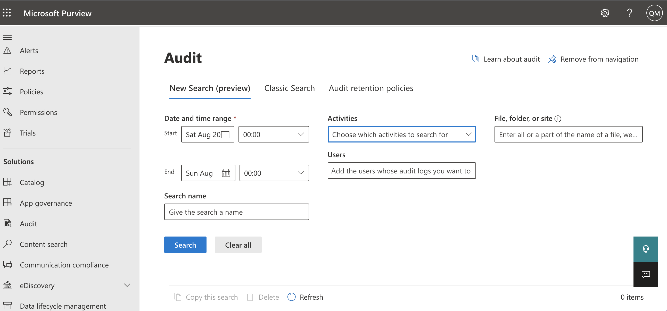 Purview Audit Search
