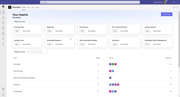 Sharegate End User App in Microsoft Teams