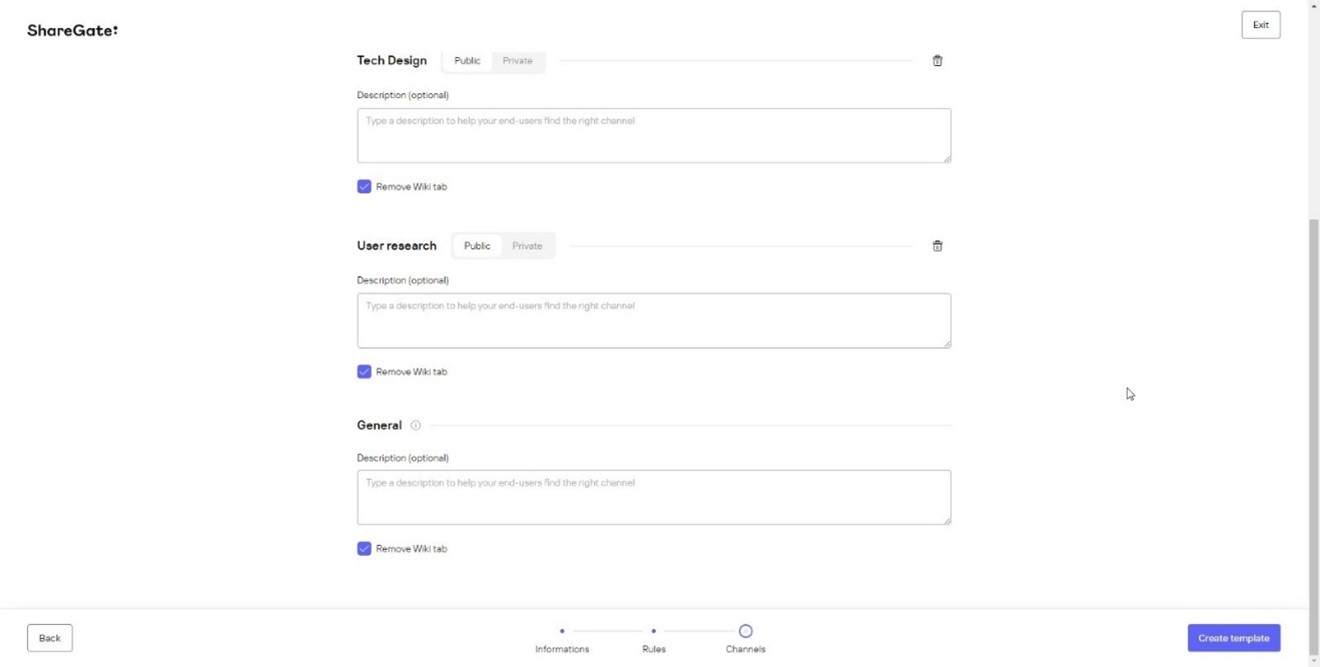 Sharegate Provisioning - Create Template Channels