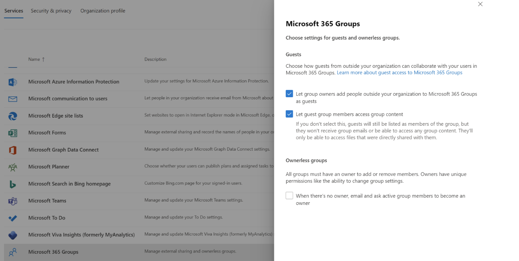 Groups Settings