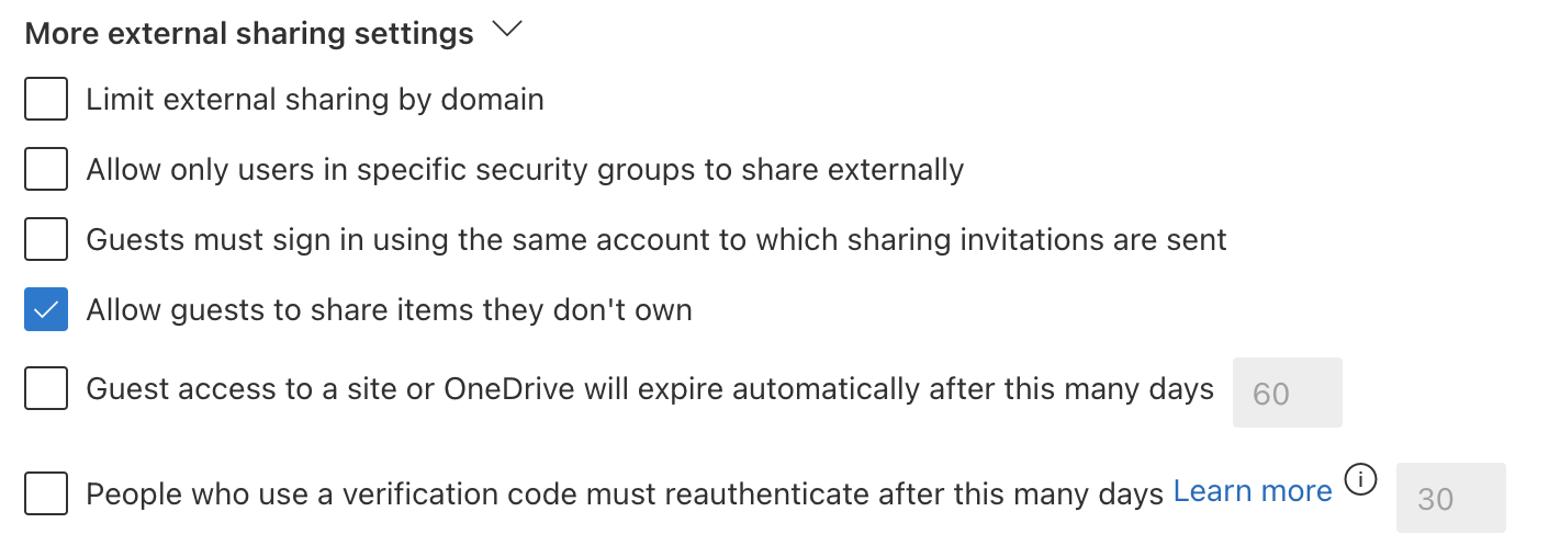 More External Sharing Setting