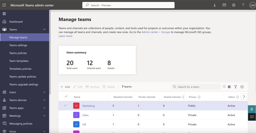 How To Use Microsoft Teams Admin Center Manage Teams