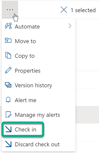 Sharepoint Document Library File Check In
