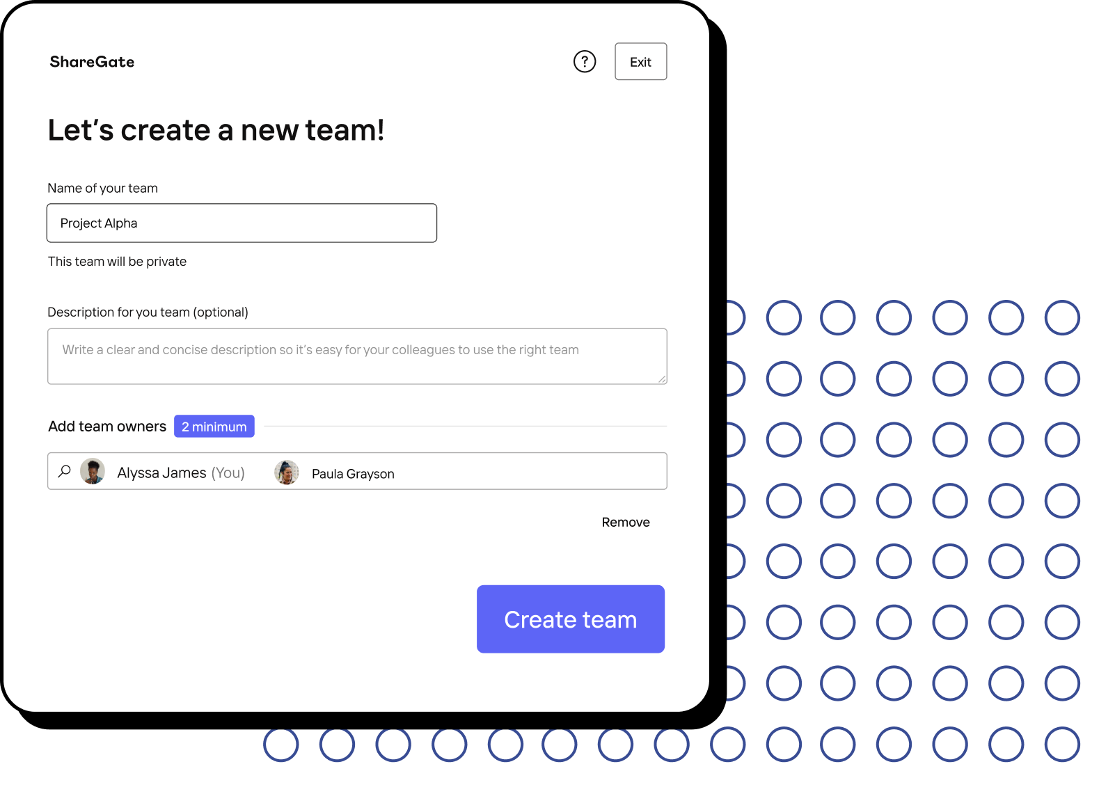 Team Creation End User App
