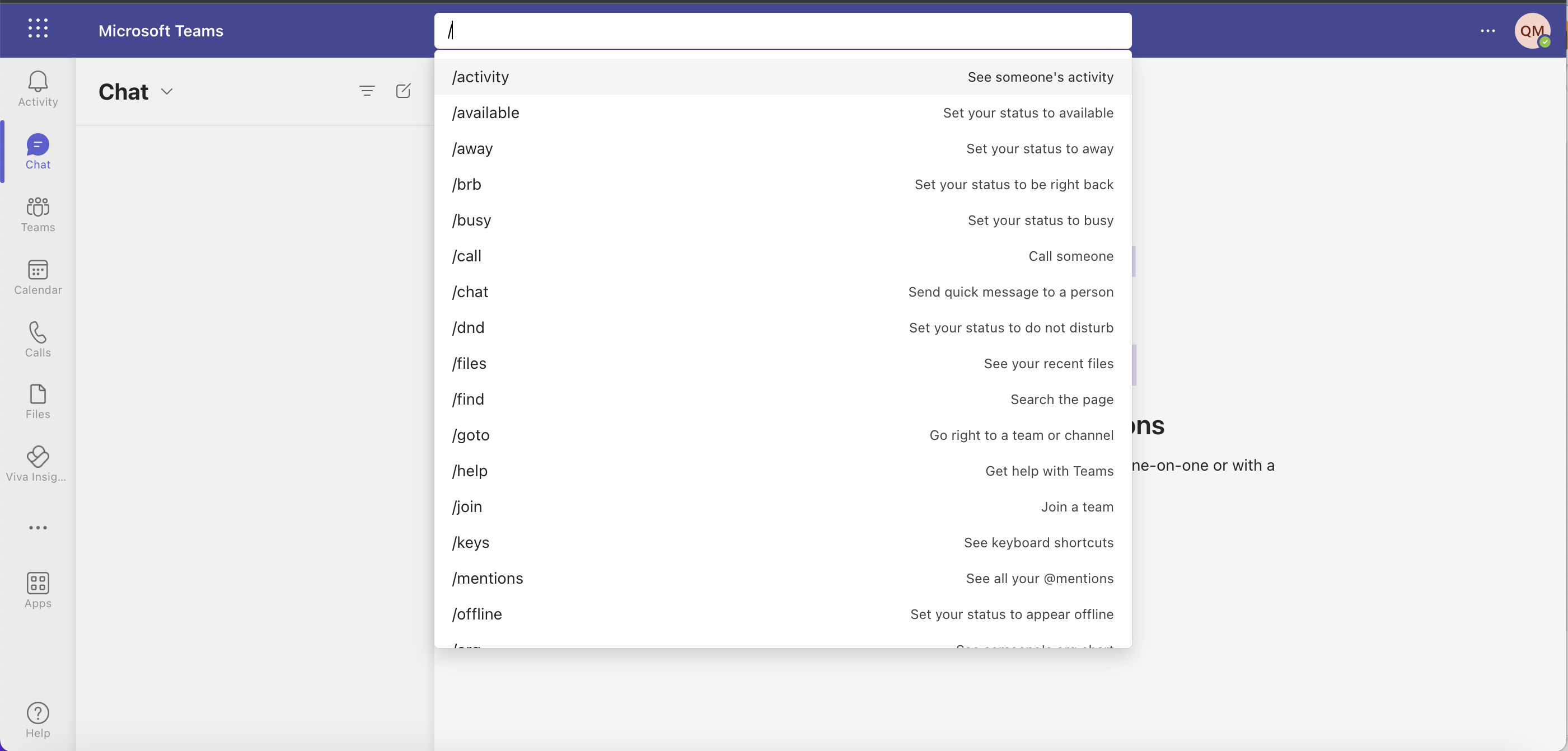 Microsoft Teams Keyboard Shortcuts Chat Slash Commands