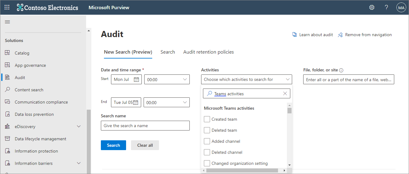 Microsoft Teams Monitoring Audit Log