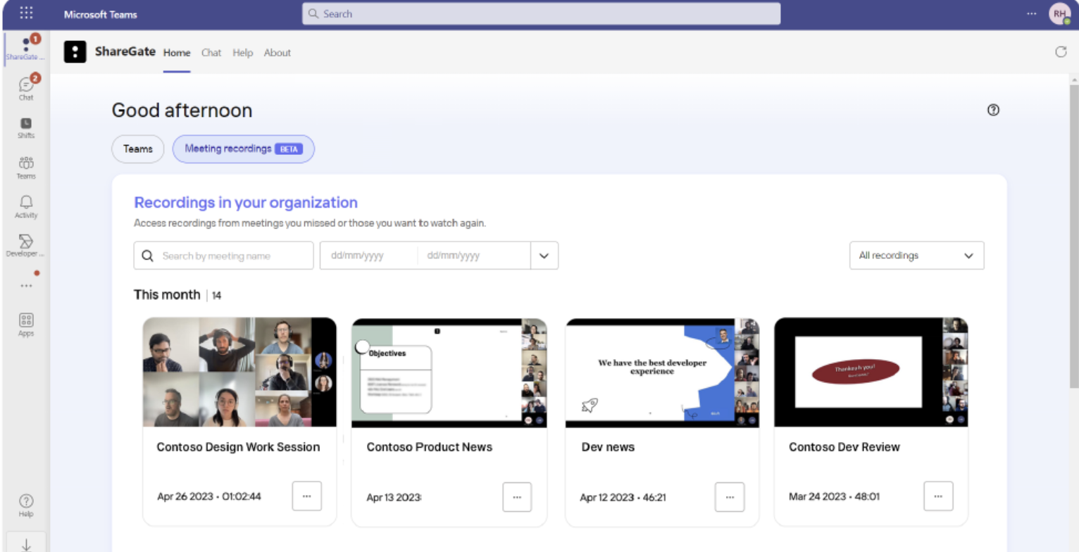 Teams Meetning Recordings