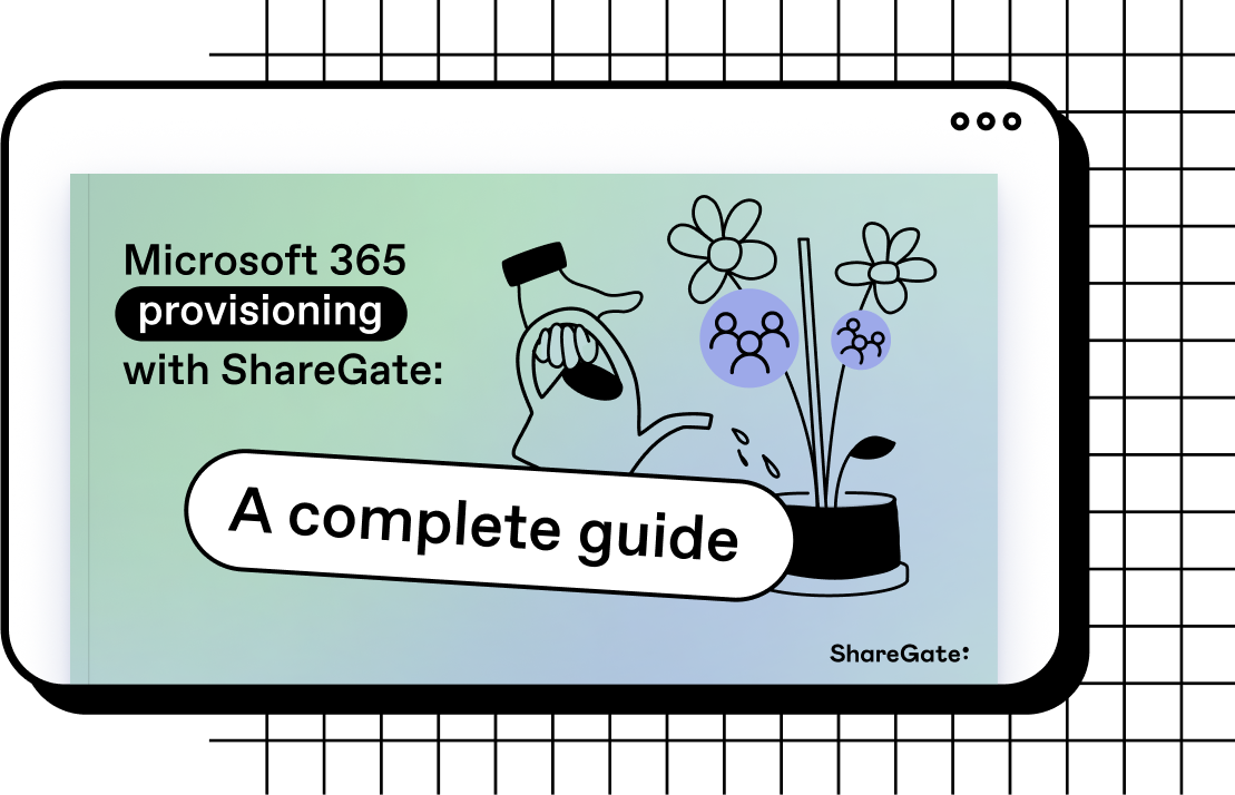 Title and cover of the downloadable guide with an illustration that represents how easy it is to grow teams sustainably with ShareGate.