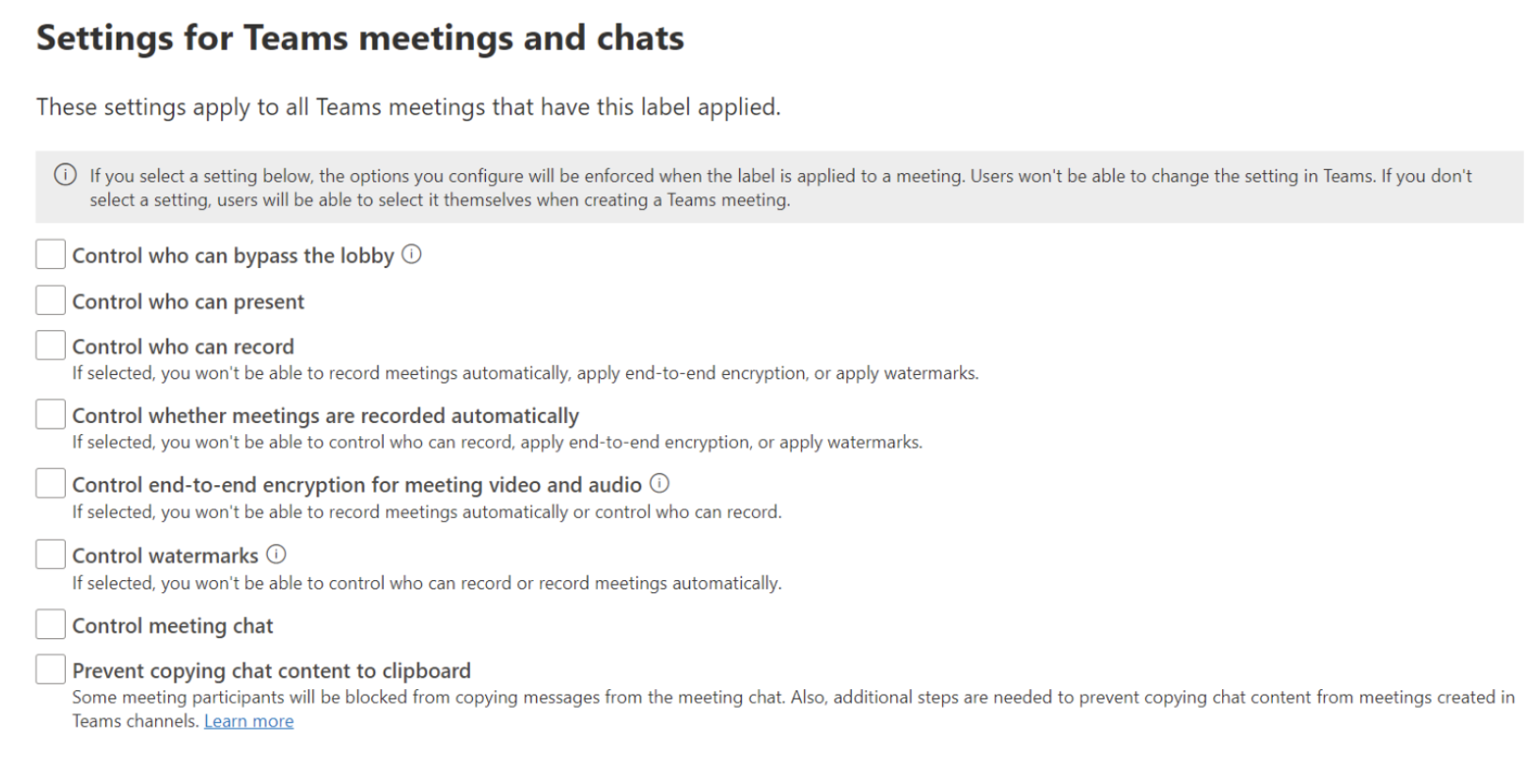 Settings For Teams Meetings And Chats