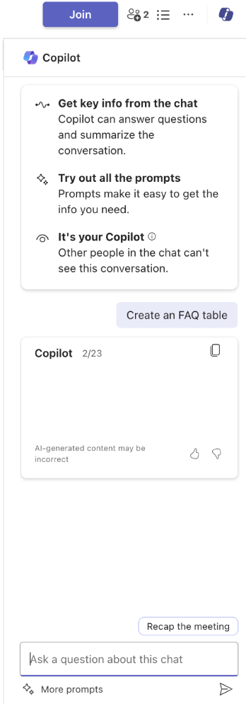 Copilot Within Teams Chat