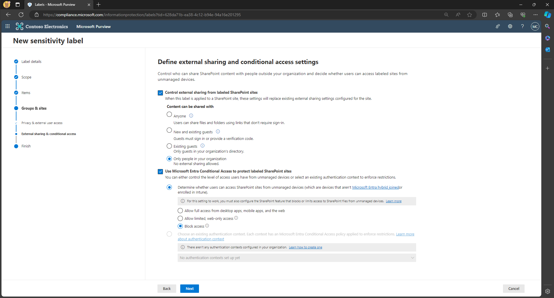 Define External Access And Conditional Access Settings
