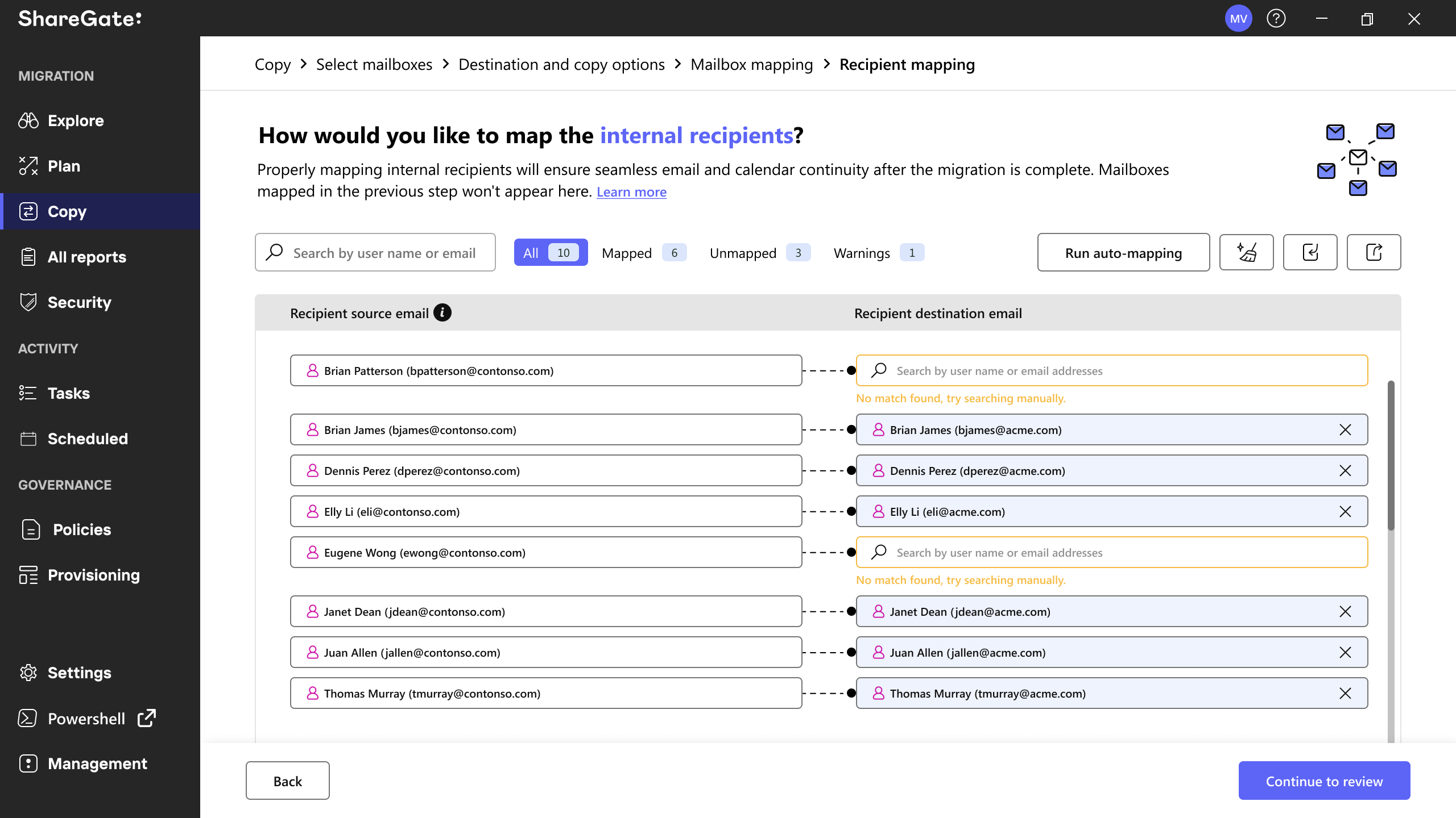 Mailbox Recipient Mapping Unmapped