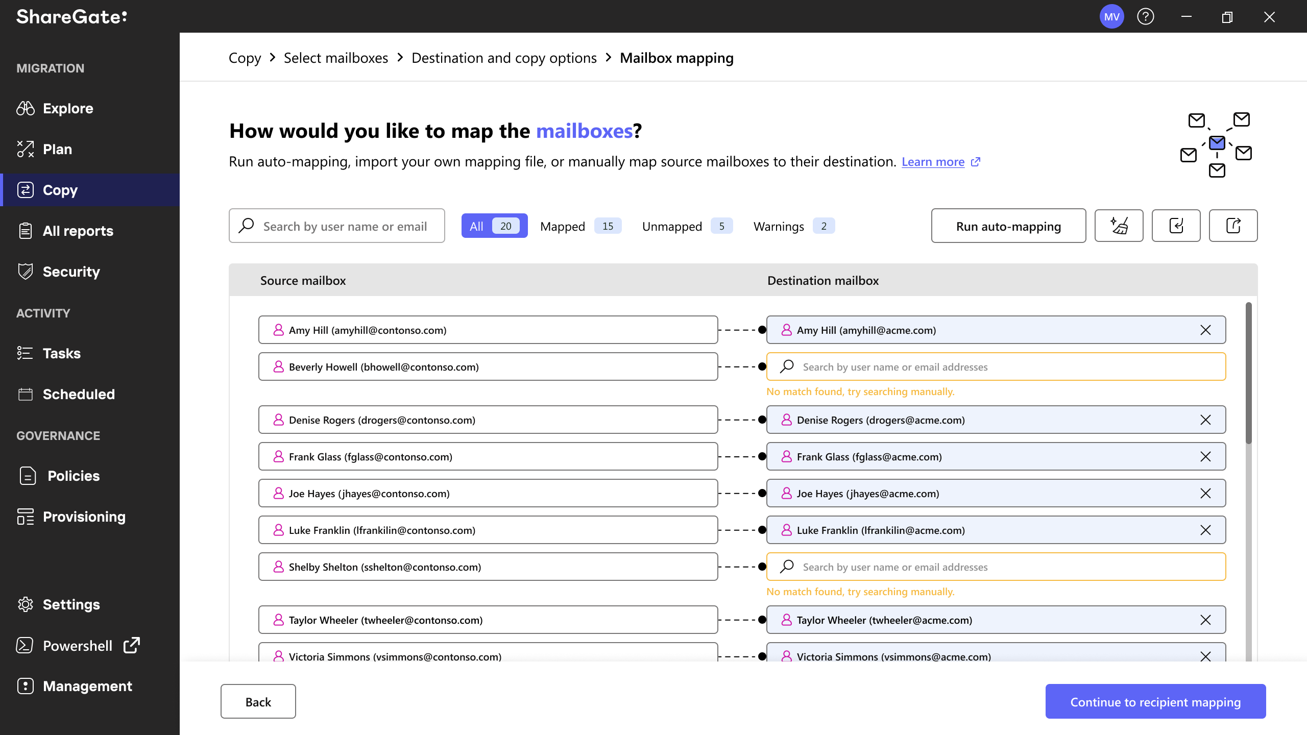 Mailbox Mapping Unmapped