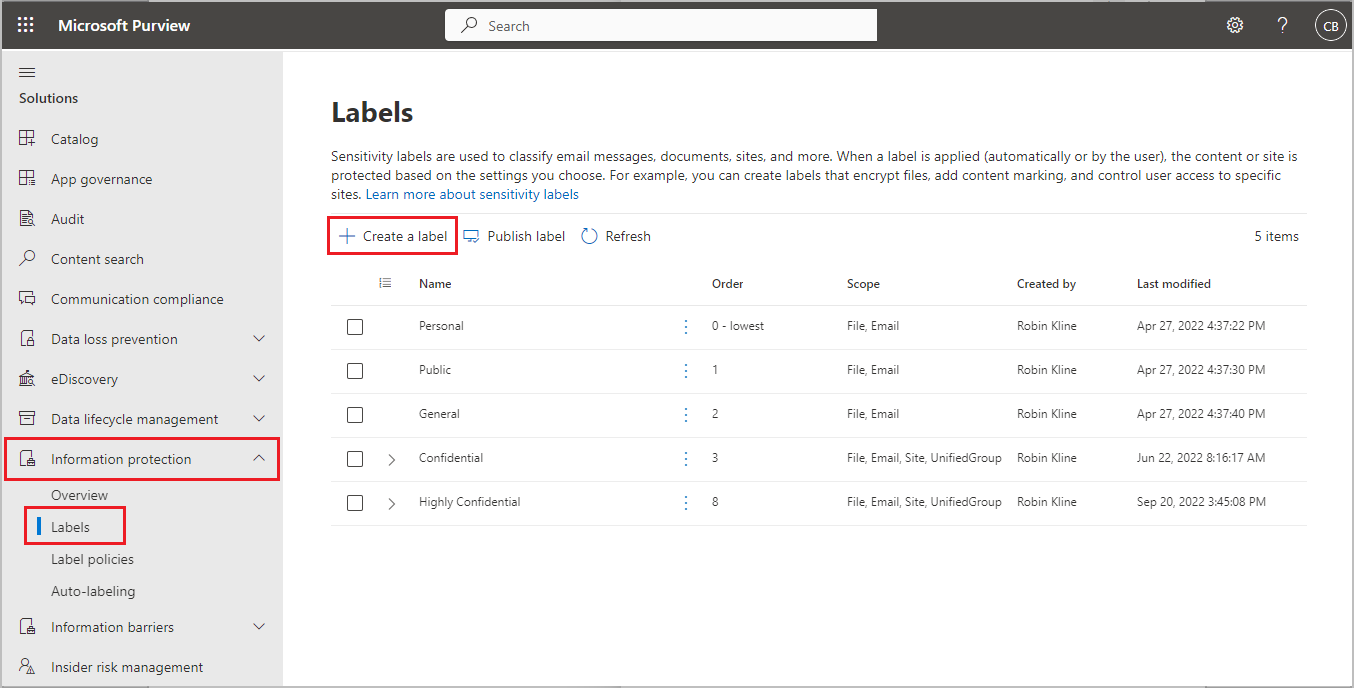 Create Sensitivity Label Full